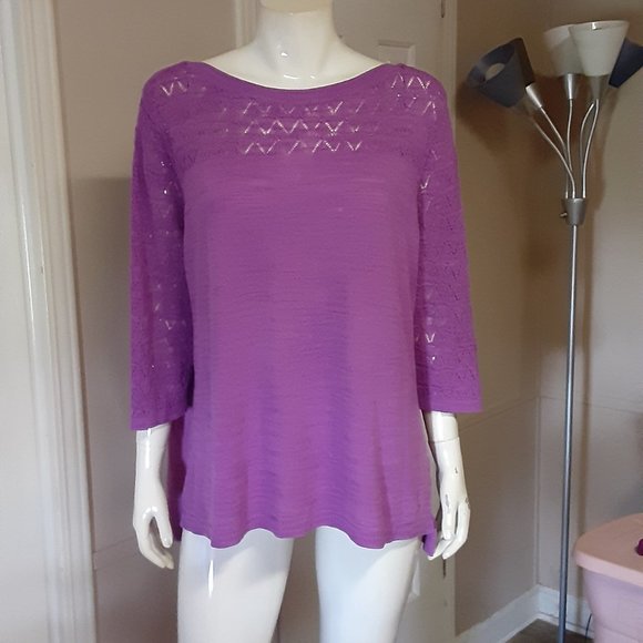 CJ Banks Sweaters - CJ Banks Purple Lightweight Lacy Sweater